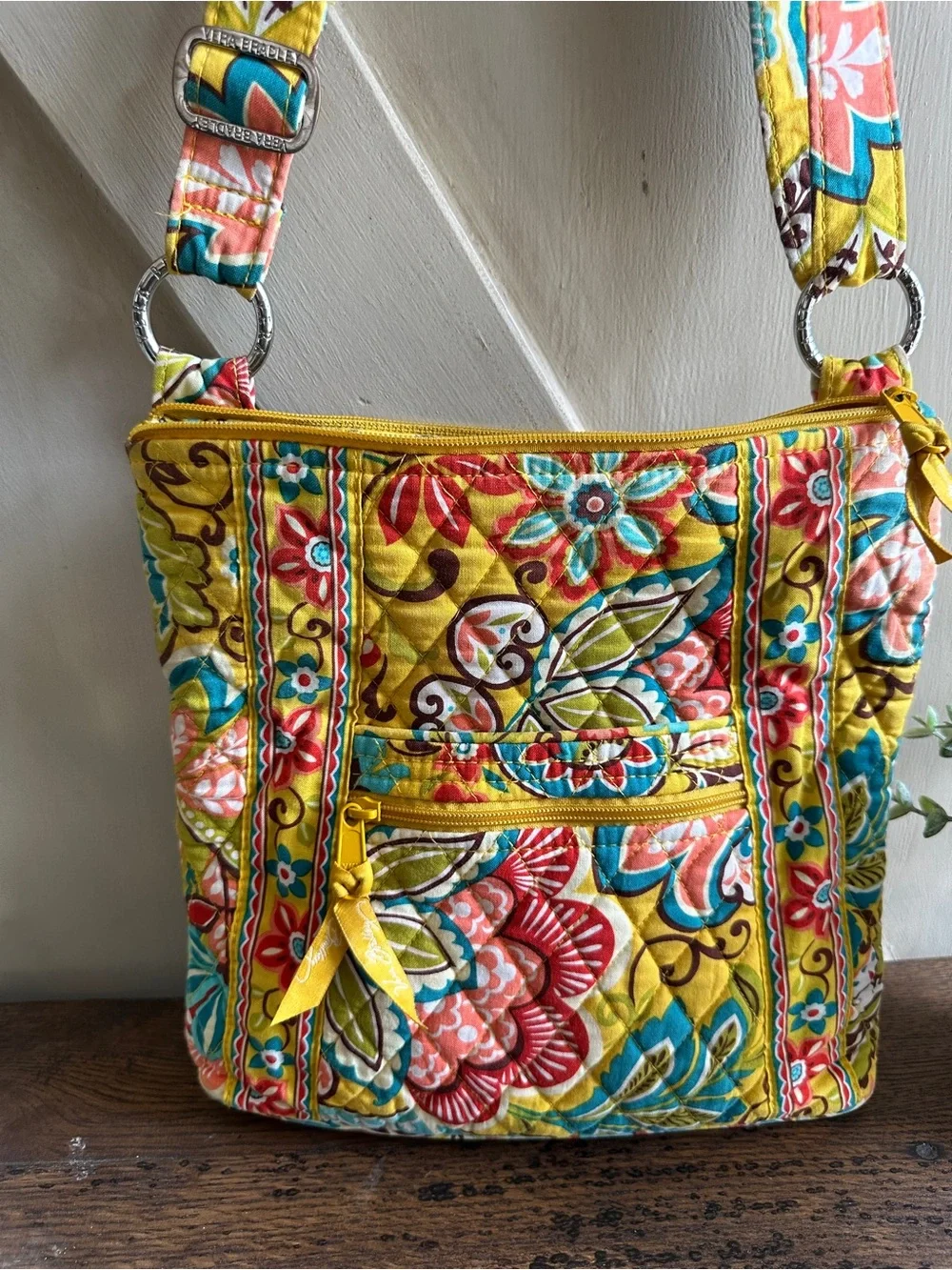 Vera Bradley Provençal Quilted Crossbody Bag Yellow Floral Retired Pattern